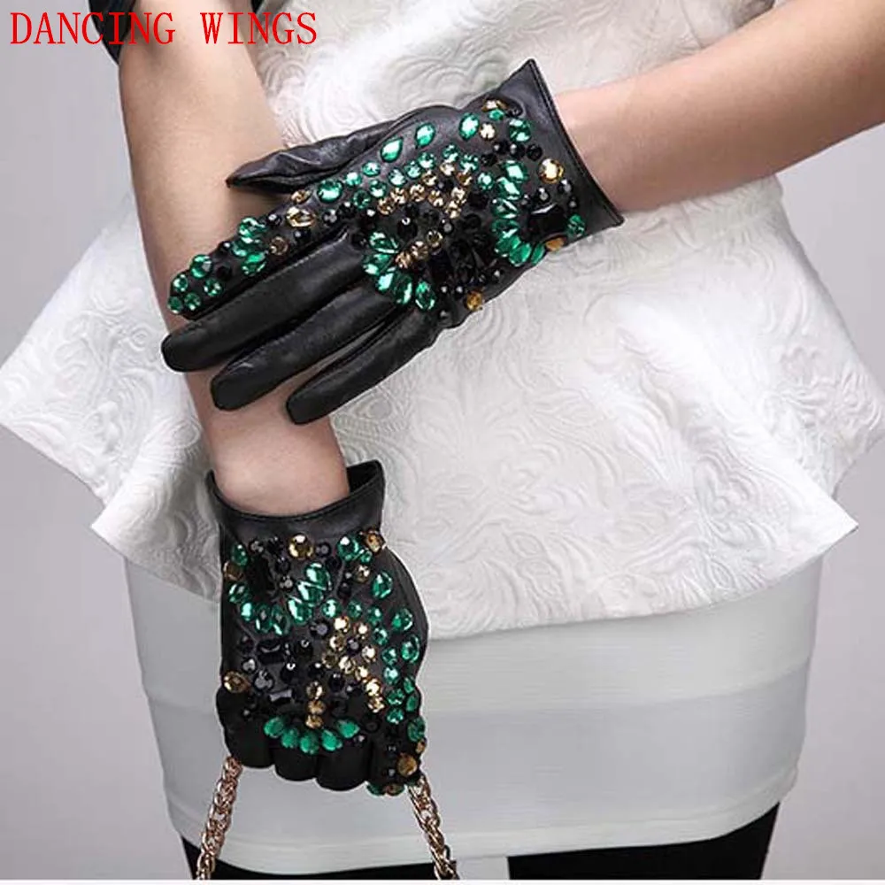 Femme Women winter Gloves Colorful Diamond Real Sheepskin Gloves Ladies black Leather gloves
Femme Women winter Gloves Colorful Diamond Real Sheepskin Gloves Ladies black Leather gloves