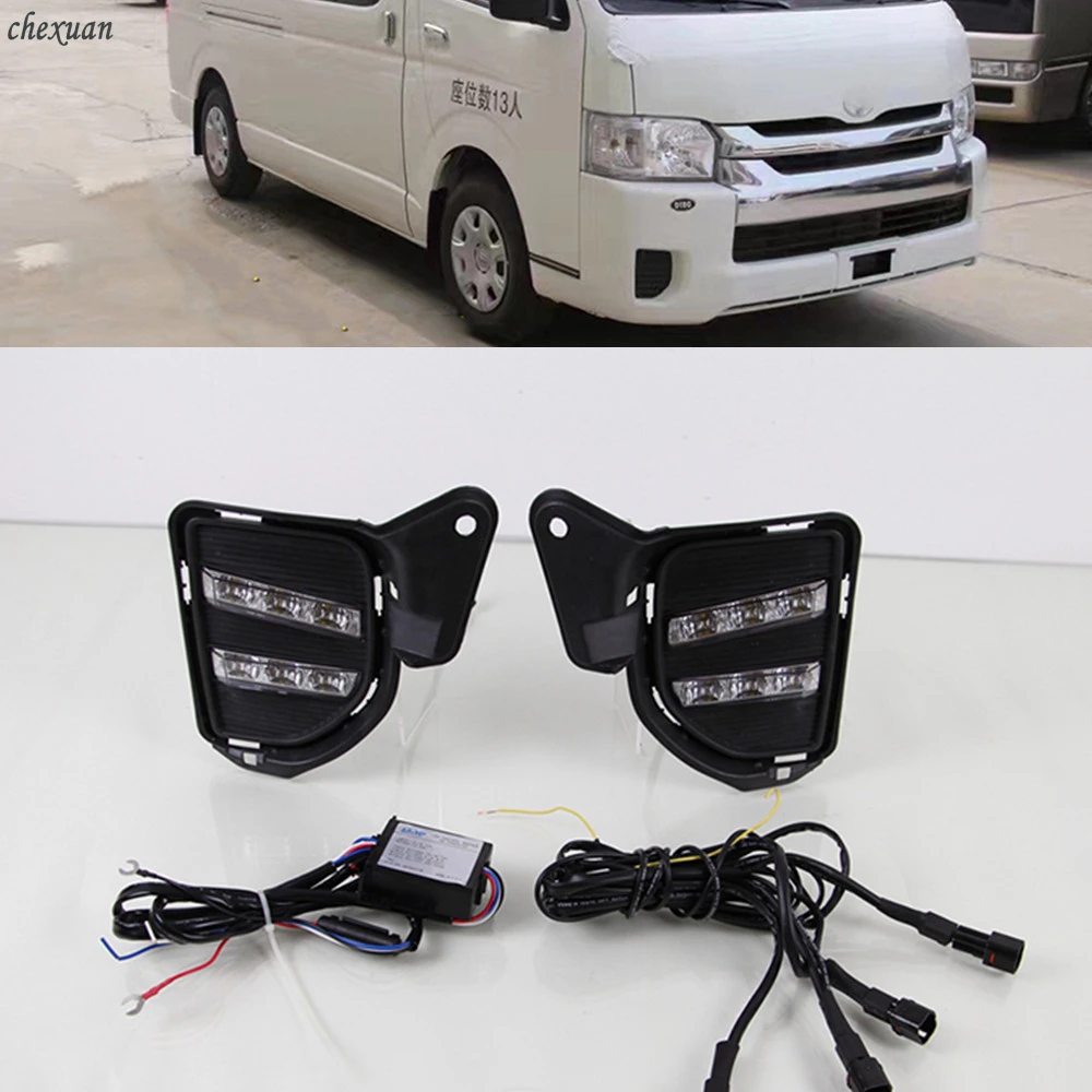 CSCSNL 1 set Led Daytime Running Lights DRL fog lamp cover with Yellow Turning Signal Function For Toyota Hiace 2013 2014 2015
CSCSNL 1 set Led Daytime Running Lights DRL fog lamp cover with Yellow Turning Signal Function For Toyota Hiace 2013 2014 2015