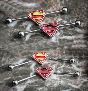 Superman Design Fake Ear Expander Industrial Barbell Ear Piercing Studs 50pcs/lot
Superman Design Fake Ear Expander Industrial Barbell Ear Piercing Studs 50pcs/lot