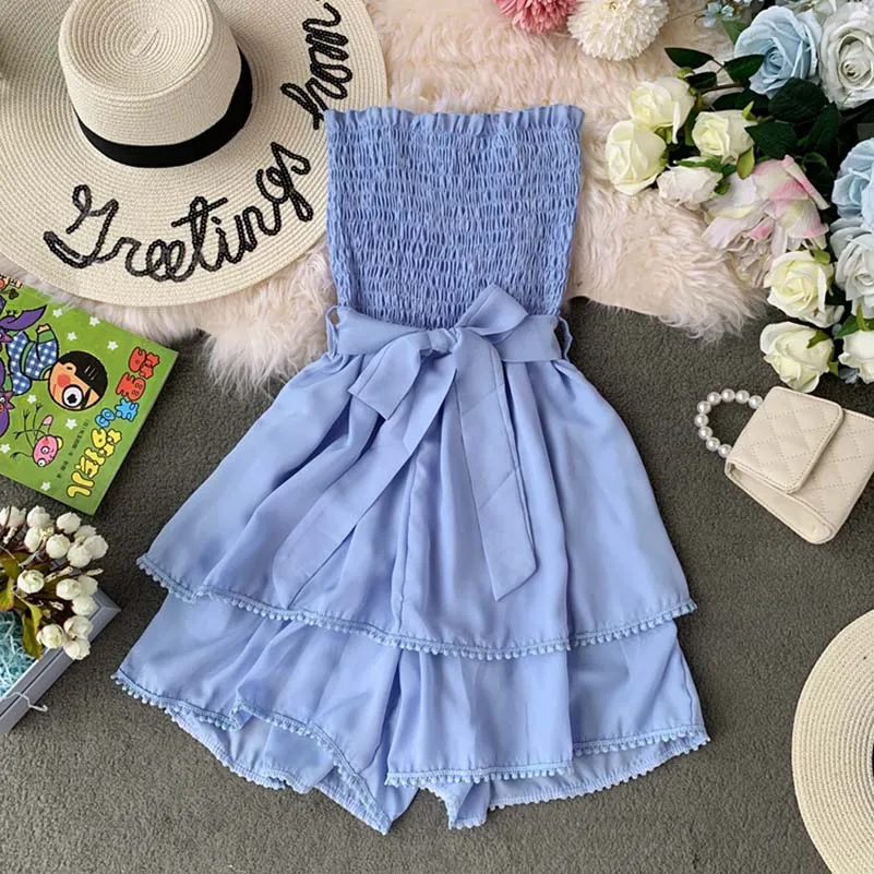 Women Korean Playsuit Ruffles Chiffon Rompers Vestidos Mujer Stretch Thread Sash Chic High-Waist Jumpsuit
Women Korean Playsuit Ruffles Chiffon Rompers Vestidos Mujer Stretch Thread Sash Chic High-Waist Jumpsuit
