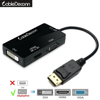 

displayport hub dp to hdmi vga dvi Converter 3 in1 Adapter 4K*2K Cable Male to Female multi vga 1080P multiport adapter