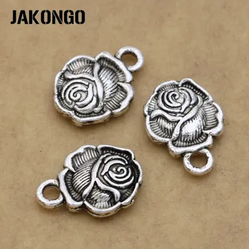 JAKONGO Antique Silver Plated Rose Flower Charm Pendants for Jewelry Making Bracelet Accessories Jewelry Findings DIY 30pcs/lot
JAKONGO Antique Silver Plated Rose Flower Charm Pendants for Jewelry Making Bracelet Accessories Jewelry Findings DIY 30pcs/lot
