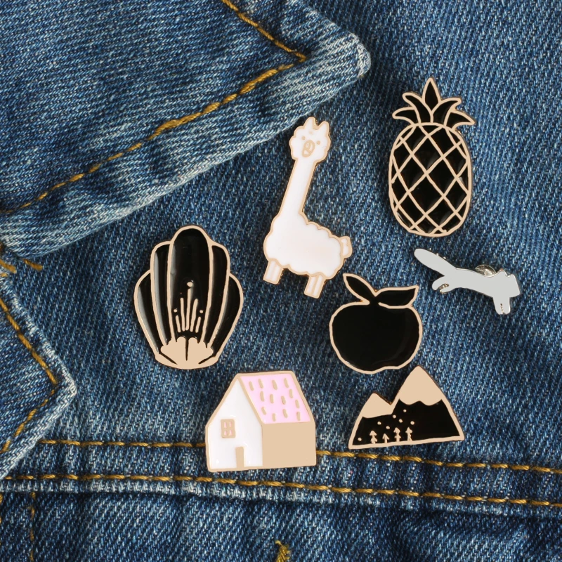 Cartoon Animals Brooches Apple Alpaca Pineapple House Enamel Pins Jackets Lapel Pin Women Man Hat Button Badge Jewelry kid gifts
Cartoon Animals Brooches Apple Alpaca Pineapple House Enamel Pins Jackets Lapel Pin Women Man Hat Button Badge Jewelry kid gifts