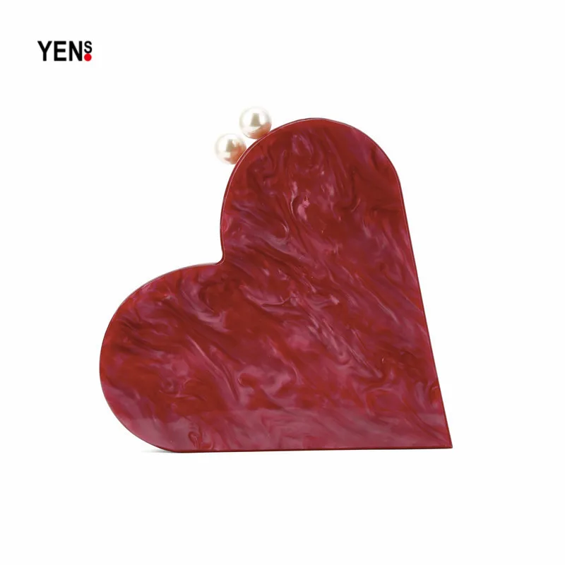 New Brand Designer Women Message Bag Heart Shaped Party Evening Bag Marble Pearl Red Handbag Bride Wedding Bag Acrylic Clutch
New Brand Designer Women Message Bag Heart Shaped Party Evening Bag Marble Pearl Red Handbag Bride Wedding Bag Acrylic Clutch