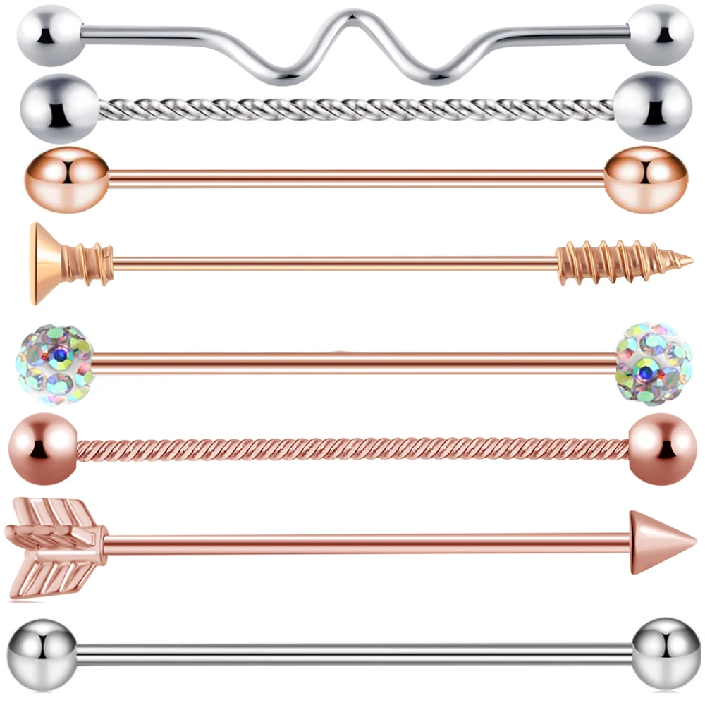 JUNLOWPY Silver Rose Gold Industrial Piercing Earring Barbell Stainless Steel Ear Helix Tragus Stud Cartilage Body Piercing 14G
JUNLOWPY Silver Rose Gold Industrial Piercing Earring Barbell Stainless Steel Ear Helix Tragus Stud Cartilage Body Piercing 14G