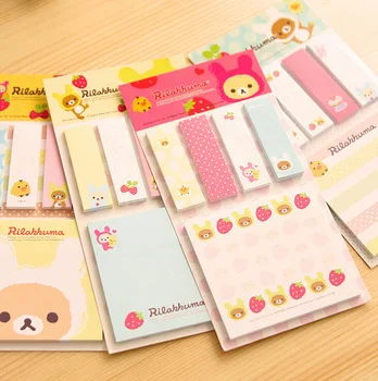 C39 Kawaii Cute Rilakkuma Sticky Notes Stickers Notepads Stationery Papelaria Planner Memo Pad Student Gift Message Leave