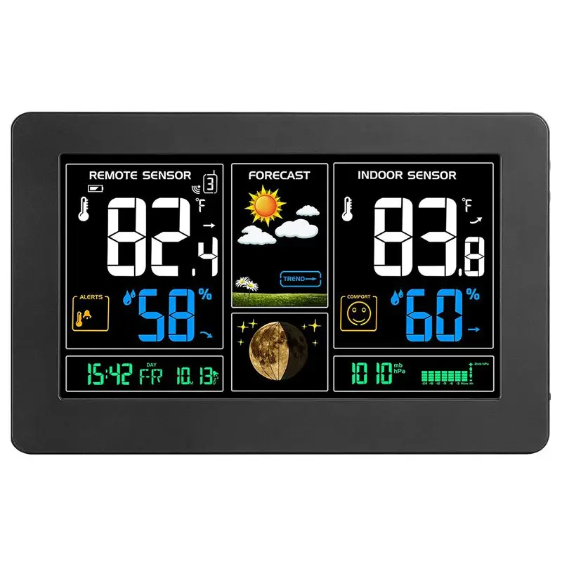 Indoor Outdoor Weather Station,Digital Color Forecast Station with Sensor,Home Alarm Clock with Temperature Alerts,Charging US
Indoor Outdoor Weather Station,Digital Color Forecast Station with Sensor,Home Alarm Clock with Temperature Alerts,Charging US