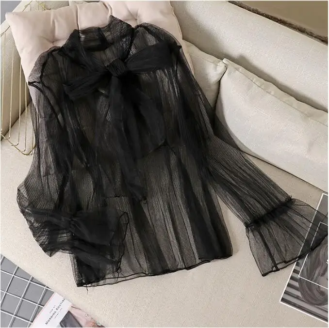 Women Tulle Bow Tie Neck Sheer Basic Shirt Party Pullover Casual Mesh Top Blouse New Summer 4Colors Black White Pink A431
Women Tulle Bow Tie Neck Sheer Basic Shirt Party Pullover Casual Mesh Top Blouse New Summer 4Colors Black White Pink A431