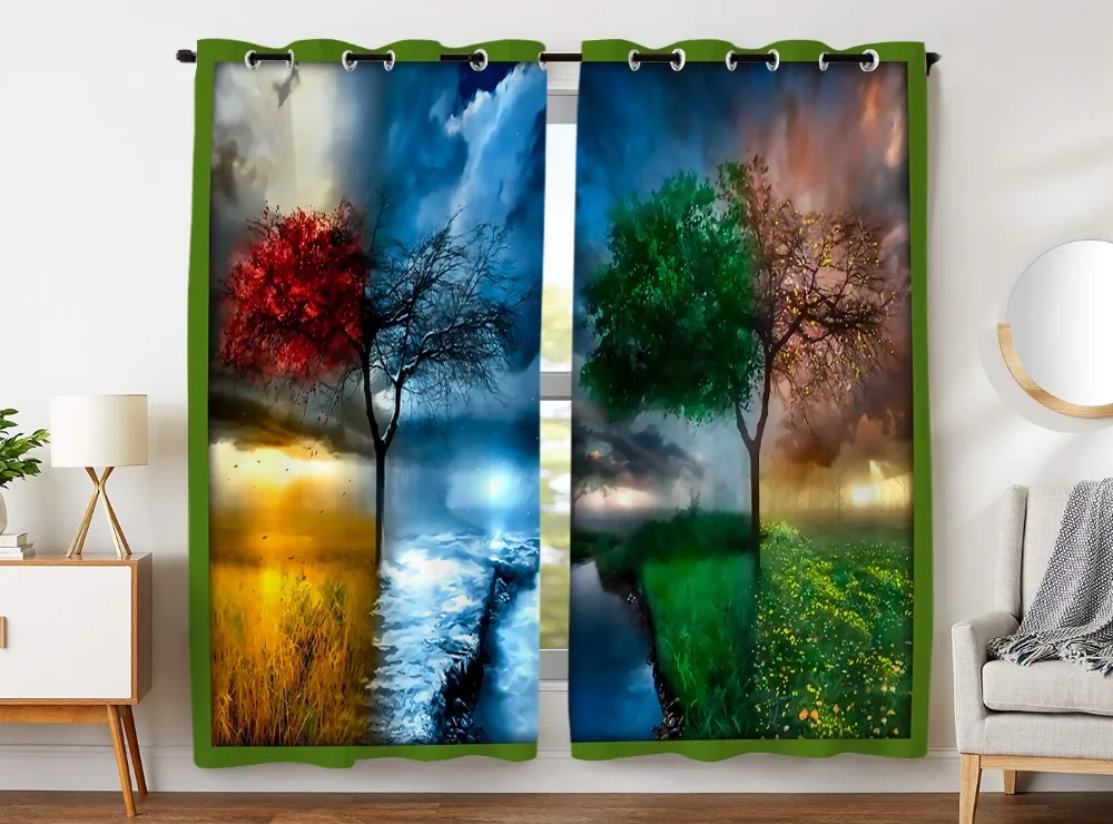 HommomH Curtains (2 Panel) Grommet Top Darkening Blackout Room Spring Summer Autumn And Winter Of A Tree
HommomH Curtains (2 Panel) Grommet Top Darkening Blackout Room Spring Summer Autumn And Winter Of A Tree