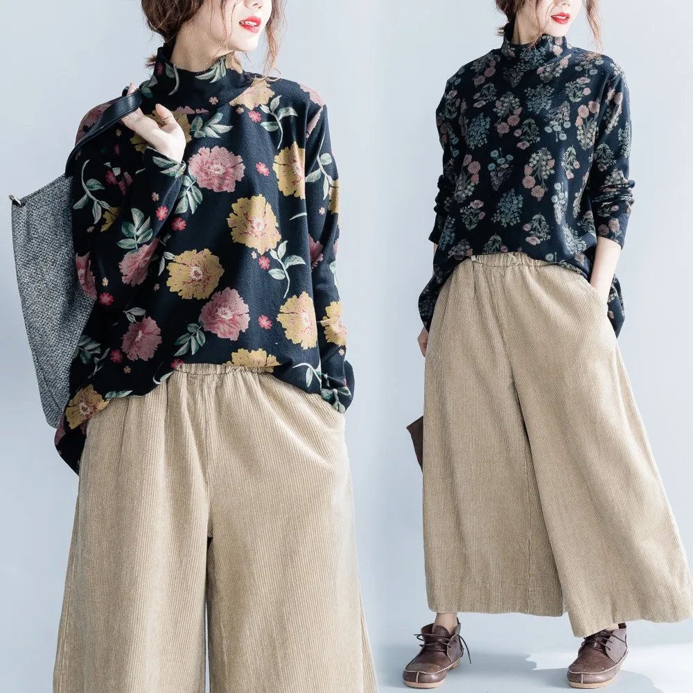 2018 Spring Autumn Women Fashion Elegant Flower Print Turtleneck Tops Lady Female Long Sleeve Loose Cotton Stretch Knit T shirt
2018 Spring Autumn Women Fashion Elegant Flower Print Turtleneck Tops Lady Female Long Sleeve Loose Cotton Stretch Knit T shirt