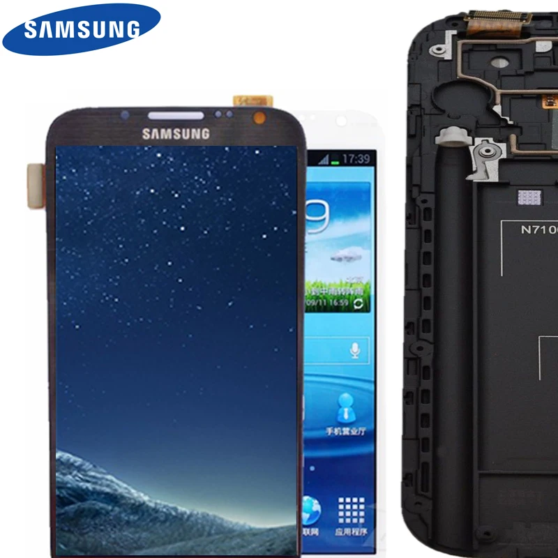 ORIGINAL Super AMOLED Display For Samsung Galaxy Note 2 Note2 N7100 N7105 LCD Touch Screen Digitizer Assembly With Frame
ORIGINAL Super AMOLED Display For Samsung Galaxy Note 2 Note2 N7100 N7105 LCD Touch Screen Digitizer Assembly With Frame