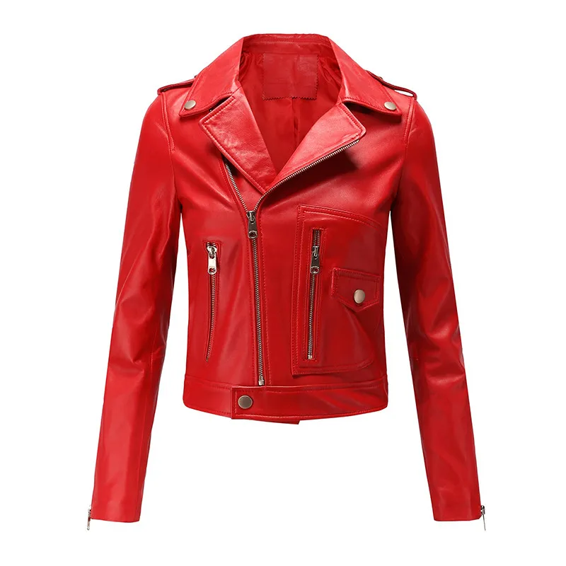 Women Motorcycle Pu Leather Jacket Winter And Spring Black Red Faux Leather Coat Turn Down Collor Lady Outerwear
Women Motorcycle Pu Leather Jacket Winter And Spring Black Red Faux Leather Coat Turn Down Collor Lady Outerwear