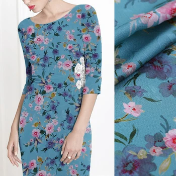 114CM 19MM Jacquard Pink Floral Print Blue Guanle Silk Crepe Fabric for Summer one-piece Dress Shirt Clothes Pants B130
114CM 19MM Jacquard Pink Floral Print Blue Guanle Silk Crepe Fabric for Summer one-piece Dress Shirt Clothes Pants B130