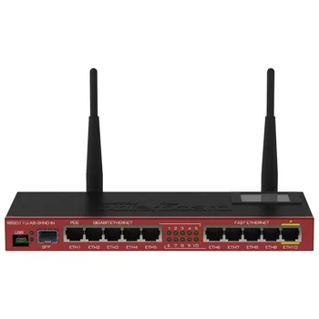 MikroTik Routerboard RB2011UiAS-2HnD-IN Wifi Router Sfp Port plus 10 Port Ethernet 2.4G 300M
MikroTik Routerboard RB2011UiAS-2HnD-IN Wifi Router Sfp Port plus 10 Port Ethernet 2.4G 300M