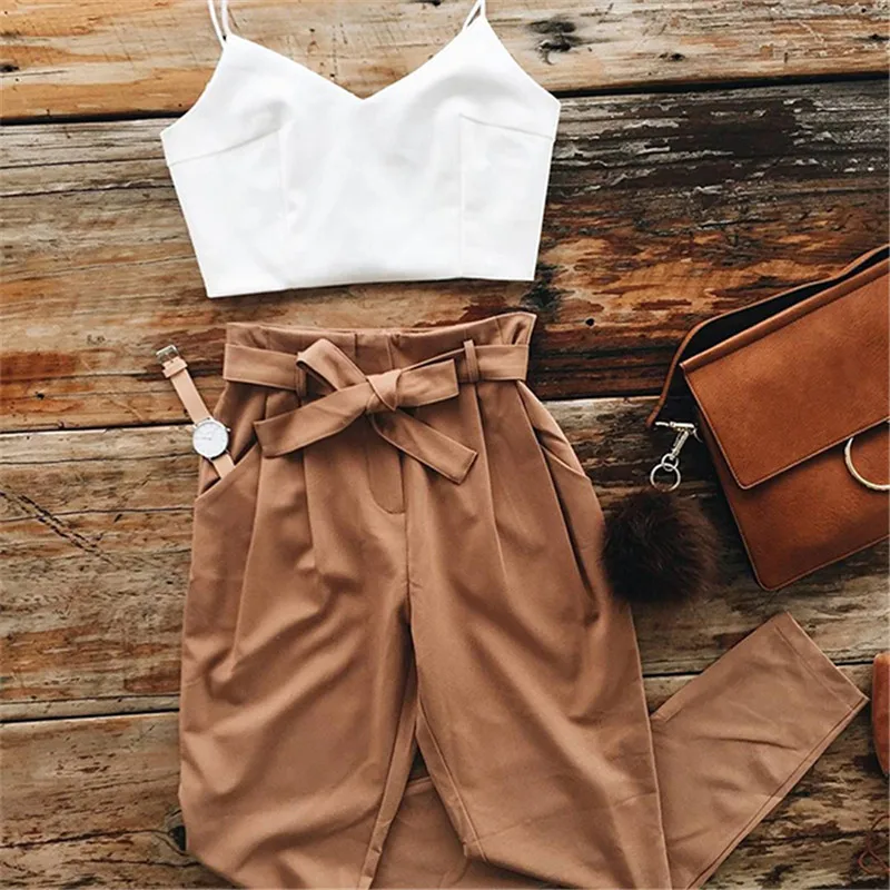 2019 Summer Two Piece Sets Clothes Women Sexy Sleeveless Crop Top With Loose Pants Suits Woman 2 Pcs Set Feminino
2019 Summer Two Piece Sets Clothes Women Sexy Sleeveless Crop Top With Loose Pants Suits Woman 2 Pcs Set Feminino