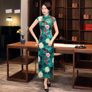 2019 Long Cheongsam Vintage Chinese style Mandarin Collar Dress Womens Summer Rayon Qipao Slim Party Dresses Vestido S-4XL
2019 Long Cheongsam Vintage Chinese style Mandarin Collar Dress Womens Summer Rayon Qipao Slim Party Dresses Vestido S-4XL