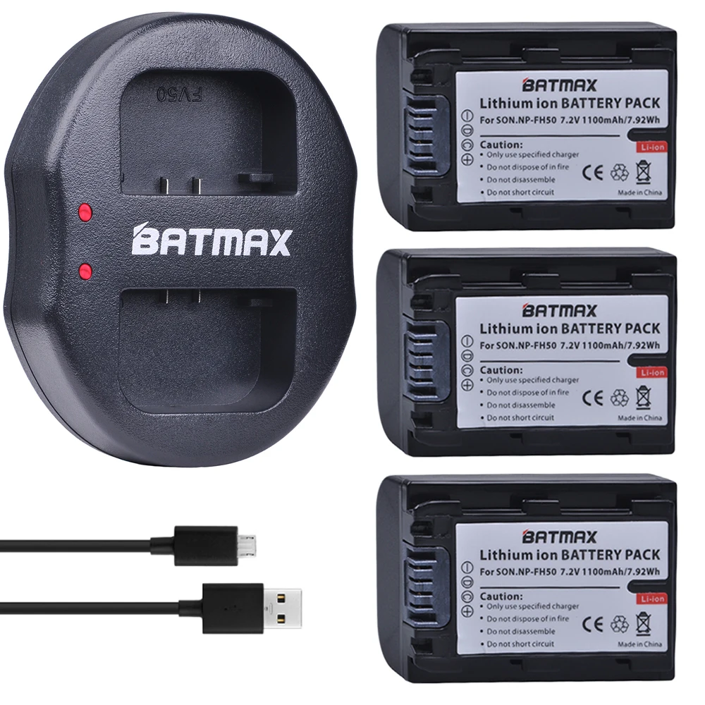 3Pcs 1100mAH NP-FH50 NP FH50 Battery + Dual USB Charger for Sony A230 A330 A290 A380 A390 HDR-TG1E TG3 TG5 TG7 DSC-HX1 DSC-HX200 |