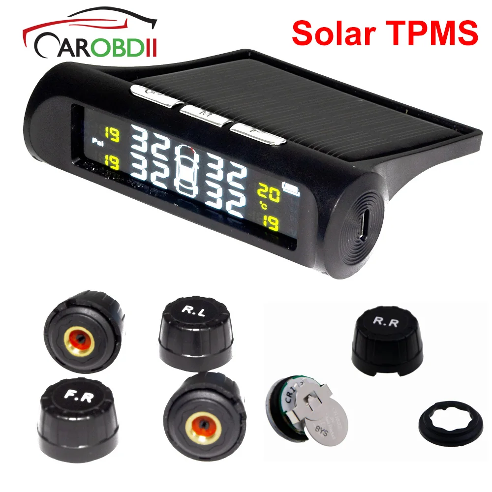 Universal Solar TPMS Tire Pressure Monitoring System Solar Power charging Digital LCD Display Auto Security Alarm Systems
Universal Solar TPMS Tire Pressure Monitoring System Solar Power charging Digital LCD Display Auto Security Alarm Systems