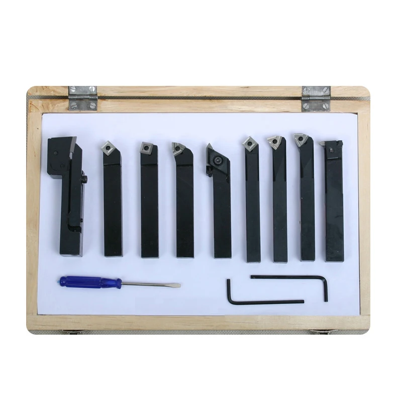 12mm 9pcs/set indexable carbide turnnig tools, lathe cutting tools set, cutter tool set with inserts for mini lathes
12mm 9pcs/set indexable carbide turnnig tools, lathe cutting tools set, cutter tool set with inserts for mini lathes