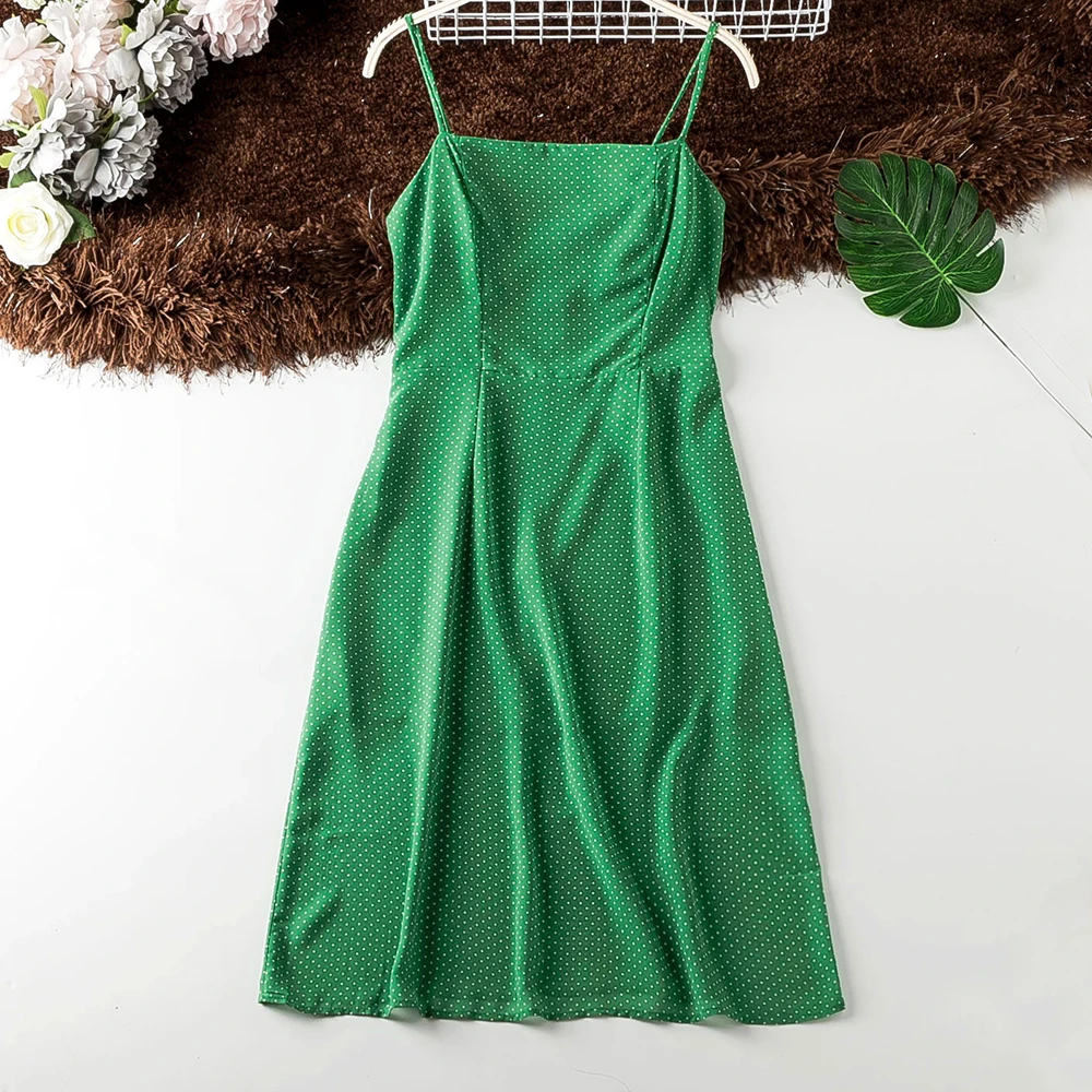 2019 Summer korean Style Women Green Dress Good Quality Polka Dot Strap Slim Chiffon Clothes Frocks Elegant Good Quality Dress
2019 Summer korean Style Women Green Dress Good Quality Polka Dot Strap Slim Chiffon Clothes Frocks Elegant Good Quality Dress