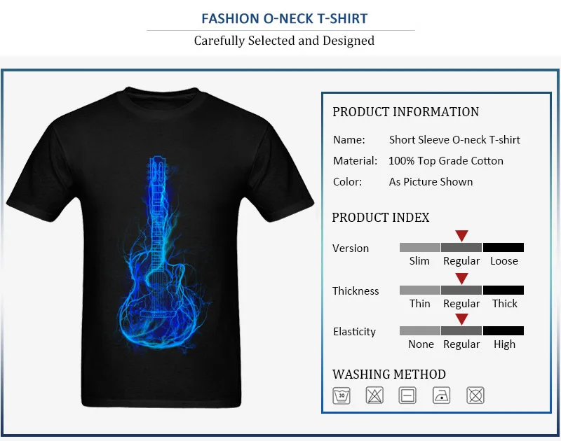 Electric Guitar Men T Shirts Brand New 3D Printed Tops T Shirt Summer Autumn 100% Cotton Fabric Crew Neck Tee Shirt Short Sleeve Electric Guitar