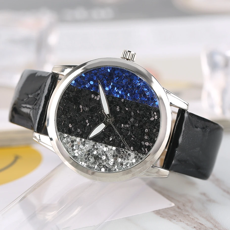 2017 New arrivals Women Bracelet Watch Crystal Glitter Quartz Clocks Female White Pointer Multicolor PU Leather Relogio Feminino Fashion (9)