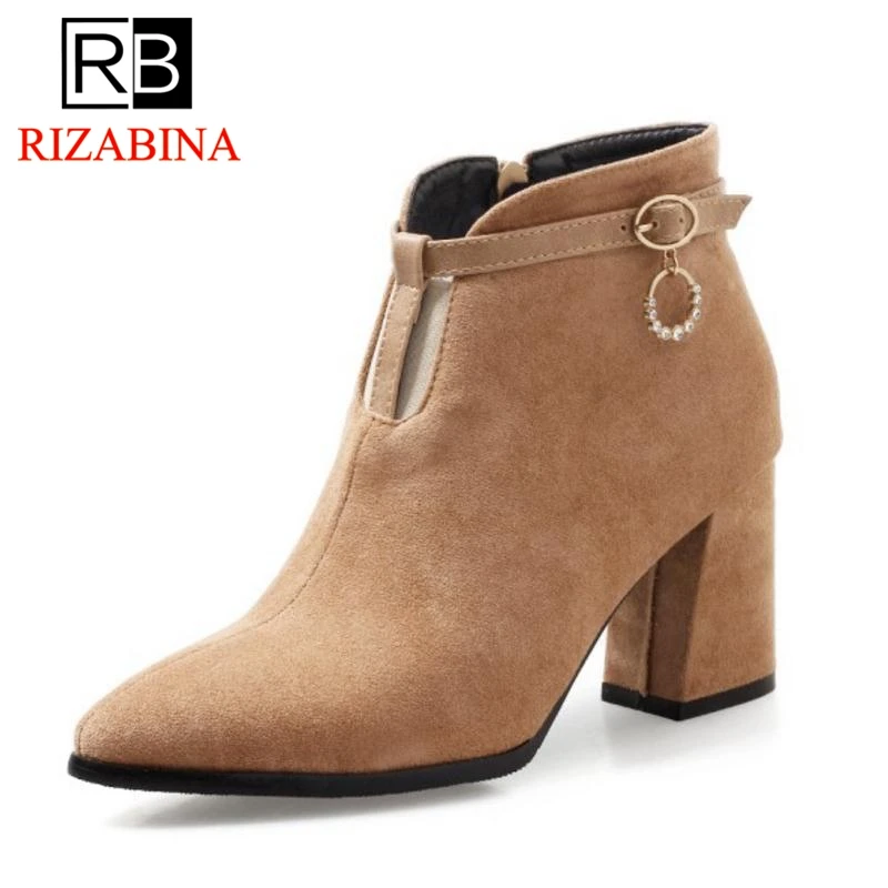 RizaBina Size 32-47 Woman High Heel Boots Zipper Pointed Toe Metal Buckle Zipper Ankle Boots Woman Mature Shoes Ladies Footwear
RizaBina Size 32-47 Woman High Heel Boots Zipper Pointed Toe Metal Buckle Zipper Ankle Boots Woman Mature Shoes Ladies Footwear