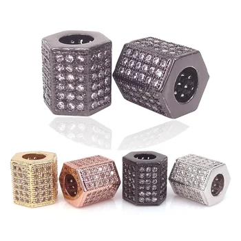 Loose European Beads Micro Pave CZ Sexangle Hexagon Beads for MEN Bracelet DIY Jewelry Making Accessories Making Metal Bead 9mm
Loose European Beads Micro Pave CZ Sexangle Hexagon Beads for MEN Bracelet DIY Jewelry Making Accessories Making Metal Bead 9mm