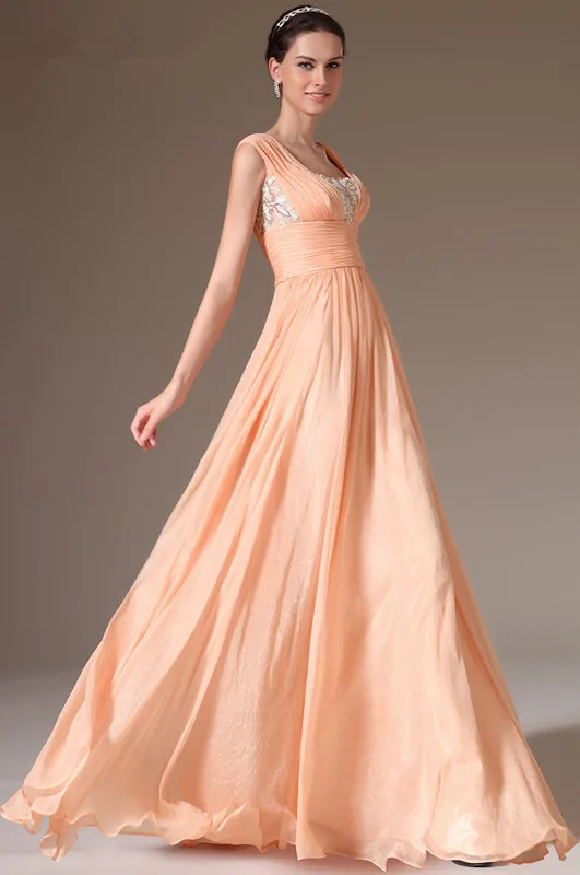 Free-Shipping-New-V-Neck-Empire-Orange-Chiffon-Evening-Gowns-Evening-Dress (1)