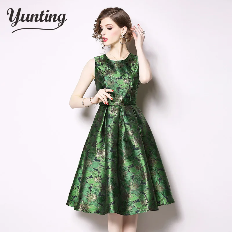 Womens Summer Autumn Retro Vintage Dresses O-Neck Sleeveless Floral Jacquard Print Sexy Vest Casual Party Swing Dress
Womens Summer Autumn Retro Vintage Dresses O-Neck Sleeveless Floral Jacquard Print Sexy Vest Casual Party Swing Dress