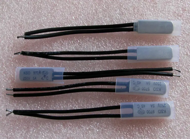 4 piece Thermal protection KSD9700 250V 5A 45 Degree NC 45C normally closed Thermostat Temperature Switch Bimetal Disc Control
4 piece Thermal protection KSD9700 250V 5A 45 Degree NC 45C normally closed Thermostat Temperature Switch Bimetal Disc Control