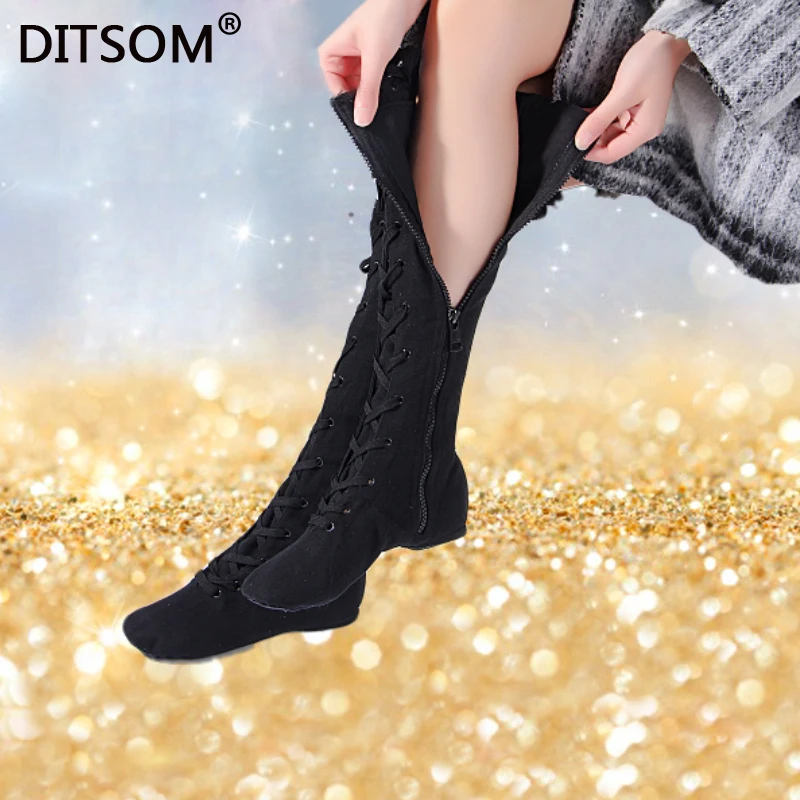 High Dance Boots For Women Canvas Side Zip and Lace Up Soft Ballet Jazz Dancing Shoes Street Dance Girls Stage Performance Shoes
High Dance Boots For Women Canvas Side Zip and Lace Up Soft Ballet Jazz Dancing Shoes Street Dance Girls Stage Performance Shoes