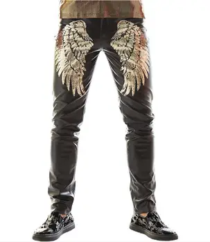 Rock pant gold wing Men ds Slim punk trousers nightclub bar DJ costumes male singer alternative leather trousers fashion dress
Rock pant gold wing Men ds Slim punk trousers nightclub bar DJ costumes male singer alternative leather trousers fashion dress