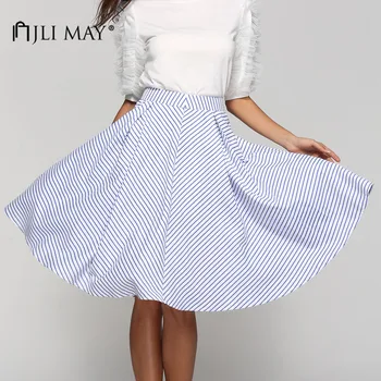 JLI MAY Summer Striped A-Line Midi Skirt Blue zipper casual vintage simple style elegant office ladies women sundress
JLI MAY Summer Striped A-Line Midi Skirt Blue zipper casual vintage simple style elegant office ladies women sundress