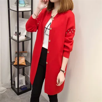 New Women Long Cardigan Sweaters Spring Autumn Women Jacket Coat Solid Beaded Long Sleeve Knit Sweater Female Outwear RE2536
New Women Long Cardigan Sweaters Spring Autumn Women Jacket Coat Solid Beaded Long Sleeve Knit Sweater Female Outwear RE2536