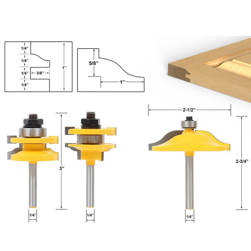 3PCS Router Bit Set Wood Cutters Milling Cutter Woodwork 1/4 Handle Router Bits For Wood Woodworking Milling Tools Mill Tree
3PCS Router Bit Set Wood Cutters Milling Cutter Woodwork 1/4 Handle Router Bits For Wood Woodworking Milling Tools Mill Tree