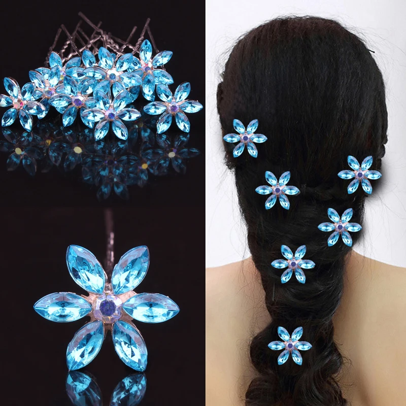 10PCS Blue Crystal Flower Hair Sticks Pink Rhinestone Wedding Hairpins Bridesmaid Hair Accessories Jewelry Bridal Hair Pin Clip 
10PCS Blue Crystal Flower Hair Sticks Pink Rhinestone Wedding Hairpins Bridesmaid Hair Accessories Jewelry Bridal Hair Pin Clip