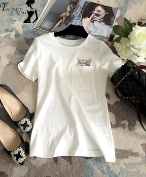 F1711 Pocket Cat Print White Tees 2016 Summer Style Women's Cool T-shirts Casual Tops 
F1711 Pocket Cat Print White Tees 2016 Summer Style Women's Cool T-shirts Casual Tops