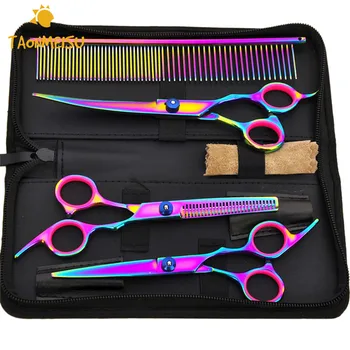 7 Inch Colorful Professional Dog Grooming Scissors Set Pet Curved Flat Tooth Scissors Comb Animals Hair Cut Tool
7 Inch Colorful Professional Dog Grooming Scissors Set Pet Curved Flat Tooth Scissors Comb Animals Hair Cut Tool