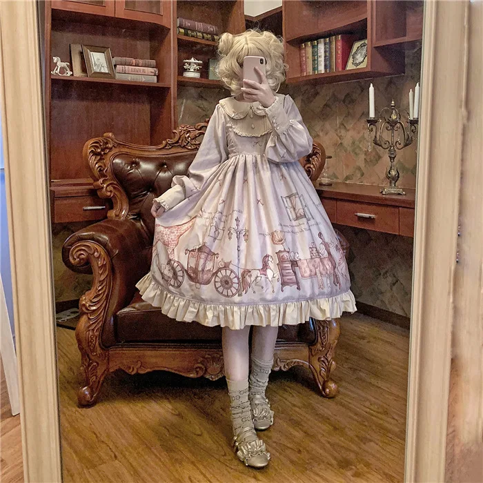 Sweet lolita dress vintage printing peter pan collar bowknot high waist victorian dress kawaii girl gothic lolita op loli cos
Sweet lolita dress vintage printing peter pan collar bowknot high waist victorian dress kawaii girl gothic lolita op loli cos