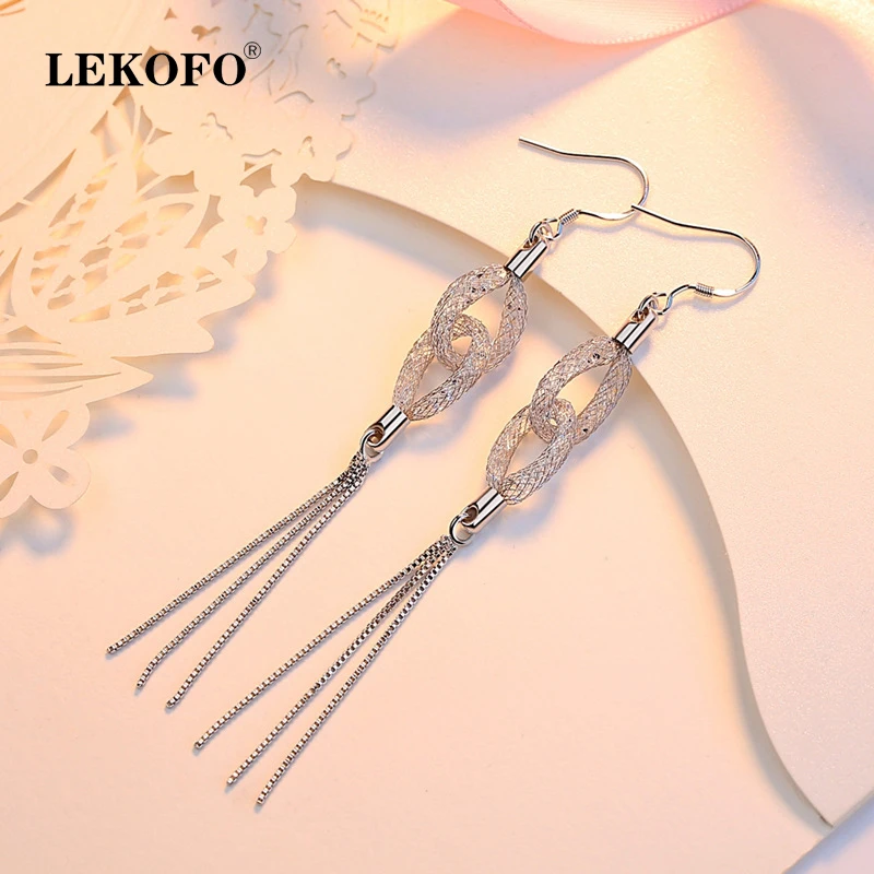 LEKOFO New Korean Fashion Wild Long Tassel Drop Earrings For Women Jewelry 925 Sterling Silver Dangle Earrings
LEKOFO New Korean Fashion Wild Long Tassel Drop Earrings For Women Jewelry 925 Sterling Silver Dangle Earrings
