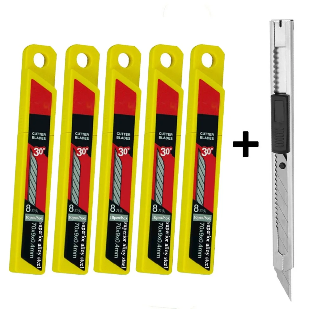 CNGZSY 1PC Snap-Off Knife + 50PCS Blades Retractable Art Cutter Window Repair Scraper Glue Cleaning Pencil Paper Knife E02+5E03
CNGZSY 1PC Snap-Off Knife + 50PCS Blades Retractable Art Cutter Window Repair Scraper Glue Cleaning Pencil Paper Knife E02+5E03