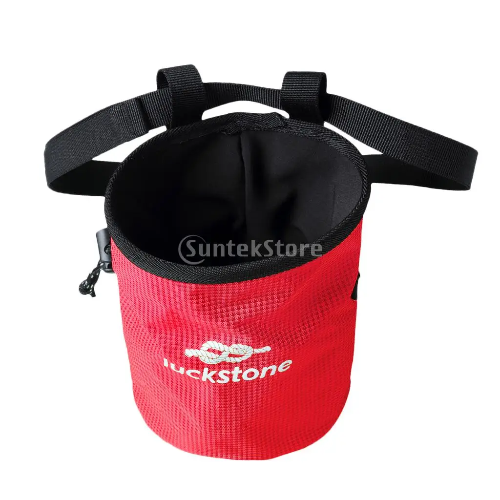 Large Gymnastics Rock Climbers Outdoor Climbing Chalk Bag with Drawstring Closure Adjustable Belt & Brush Slot