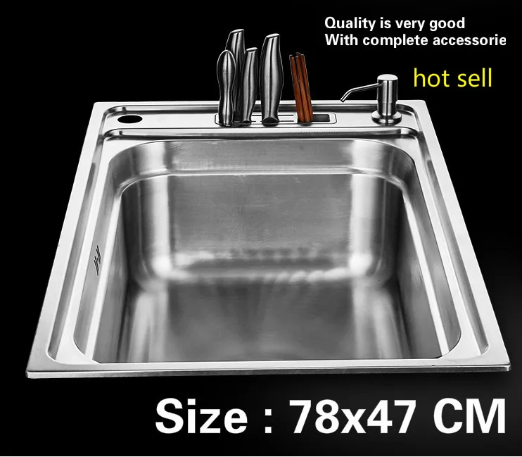 Free shipping Household multifunction kitchen single trough sink do the dishes 304 stainless steel big hot sell 780x470 MM
Free shipping Household multifunction kitchen single trough sink do the dishes 304 stainless steel big hot sell 780x470 MM