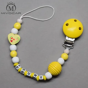 MIYOCAR custom Any name yellow Spiral and heart wooden beads dummy clip holder pacifier clip soother chain teether clip
MIYOCAR custom Any name yellow Spiral and heart wooden beads dummy clip holder pacifier clip soother chain teether clip