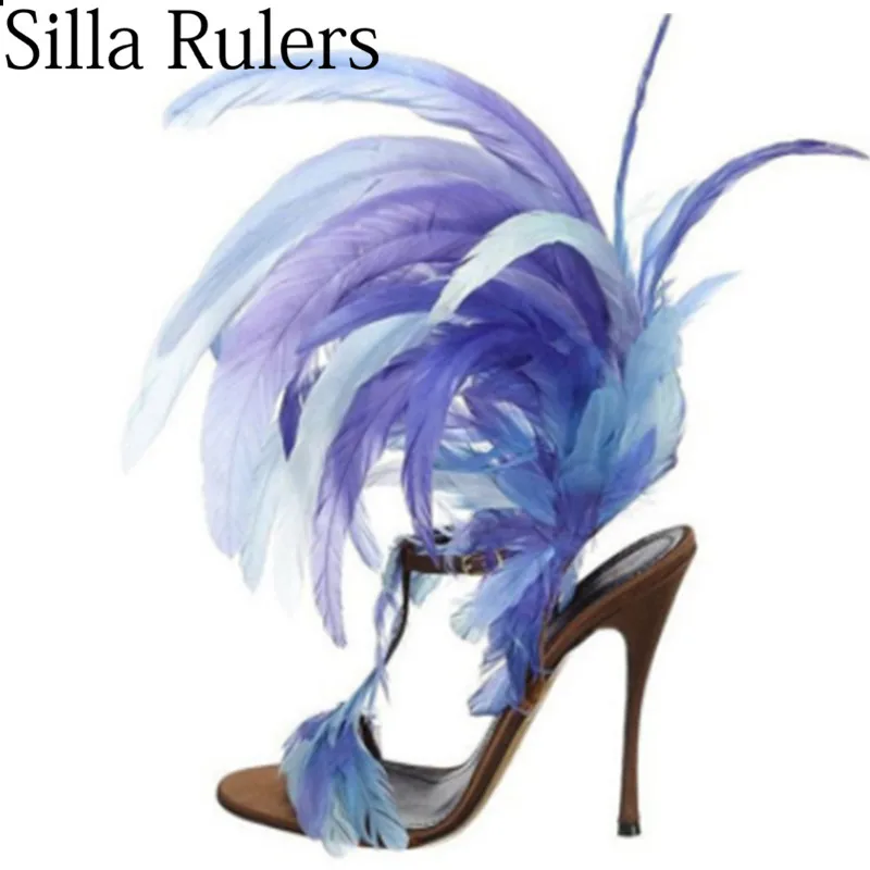 Fashion Blue-purple feathers sandals woman sexy T-strap open toe ladies party dinner sandals high heel sandalias mujer 2019
Fashion Blue-purple feathers sandals woman sexy T-strap open toe ladies party dinner sandals high heel sandalias mujer 2019