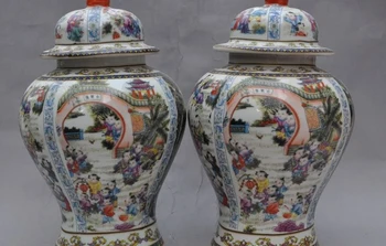 13"old china wucai Porcelain boy girl lad statue Tanks Crock Bottle Pot Vase jar
13"old china wucai Porcelain boy girl lad statue Tanks Crock Bottle Pot Vase jar