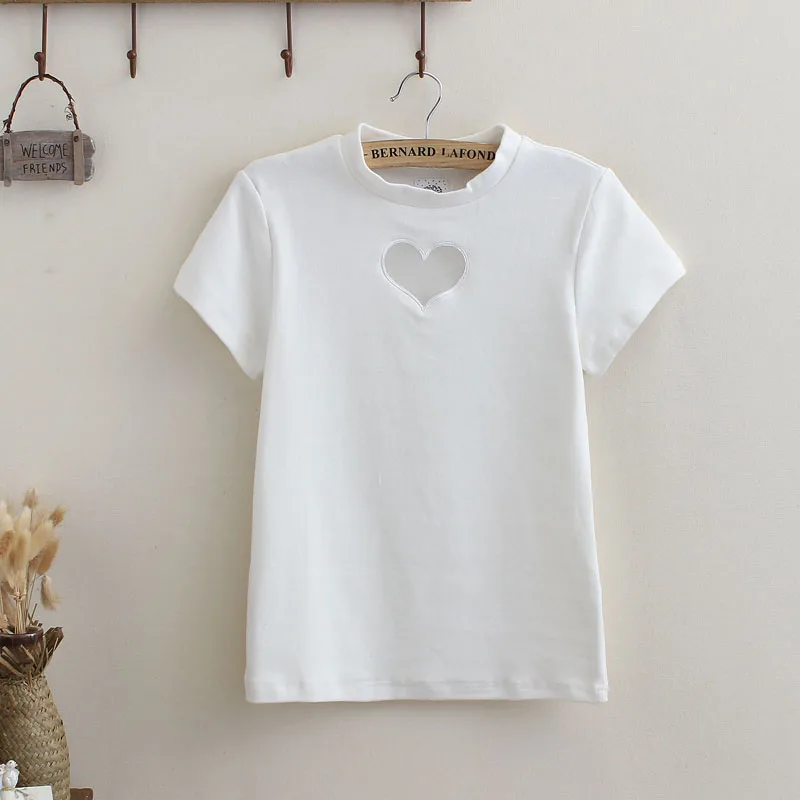 Summer Women Sweet Cute Love Shap Heart Hollow out Chest Sexy T-shirt Gauze Solid Candy Colors Cotton Short sleeve Slim Shirt
Summer Women Sweet Cute Love Shap Heart Hollow out Chest Sexy T-shirt Gauze Solid Candy Colors Cotton Short sleeve Slim Shirt