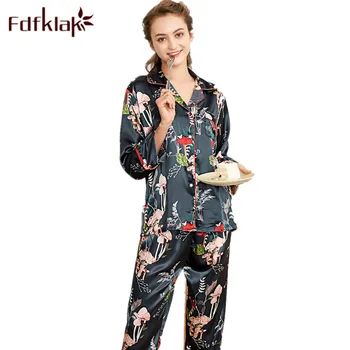 Fdfklak Night Suit For Women Pajamas Pijama Sexy Pajamas For Women Spring Autumn Floral Silk Sleepwear Set Pyjama Femme Q1243
Fdfklak Night Suit For Women Pajamas Pijama Sexy Pajamas For Women Spring Autumn Floral Silk Sleepwear Set Pyjama Femme Q1243