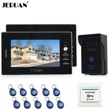 

JERUAN 7`` LCD Color Video Intercom Entry Door Phone System 2 monitors +Waterproof 700TVL RFID Access COMS Camera FREE SHIPPING